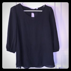 Black 3/4 Sleeve Sheer Top Medium